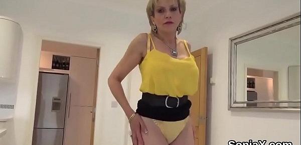  Cheating british milf lady sonia showcases her monster boobs